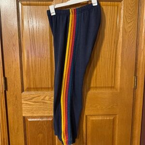 Aviator Nation Navy Joggers with Multicolor Stripe